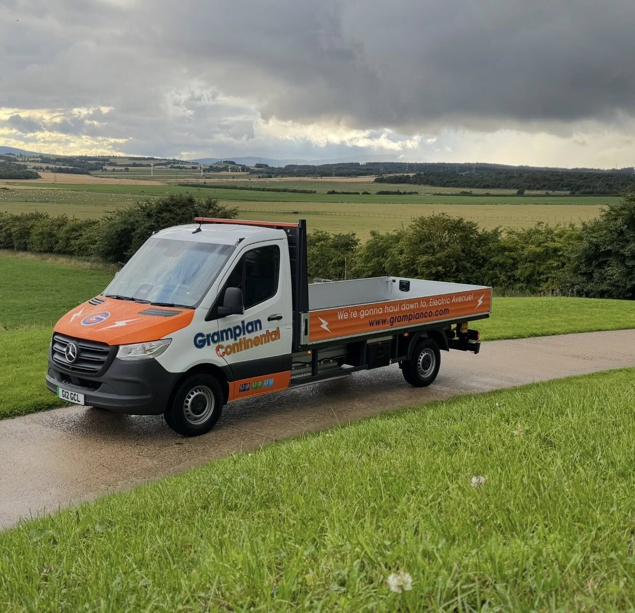 Grampian Continental support vehicle on a country route